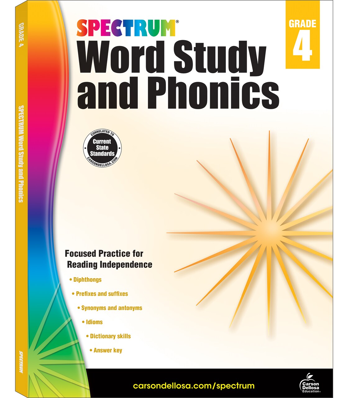 Spectrum Grade 4 Word Study and Phonics Workbook, Language Arts Book Covering Vocabulary, Dictionary Skills, Spelling, Synonyms, Diphthongs, Prefixes, Suffixes, ELA Classroom or Homeschool Curriculum